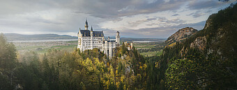 Schloss Neuschwanstein im Allgäu aus der Ferne - Alpsee Camping Immenstadt